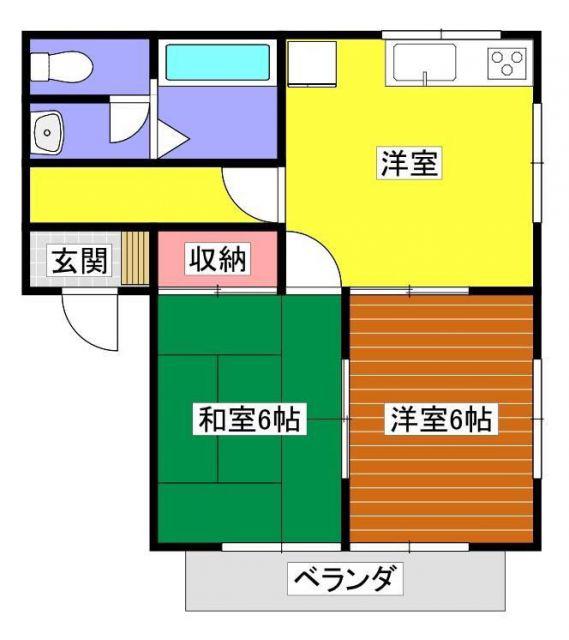 メモリアル(2DK/3階)の間取り写真
