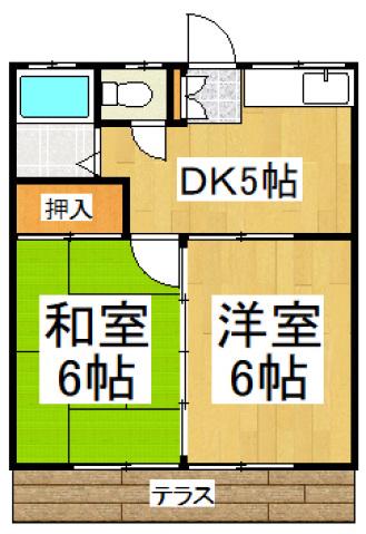 サンハイツ(2DK/2階)の間取り写真