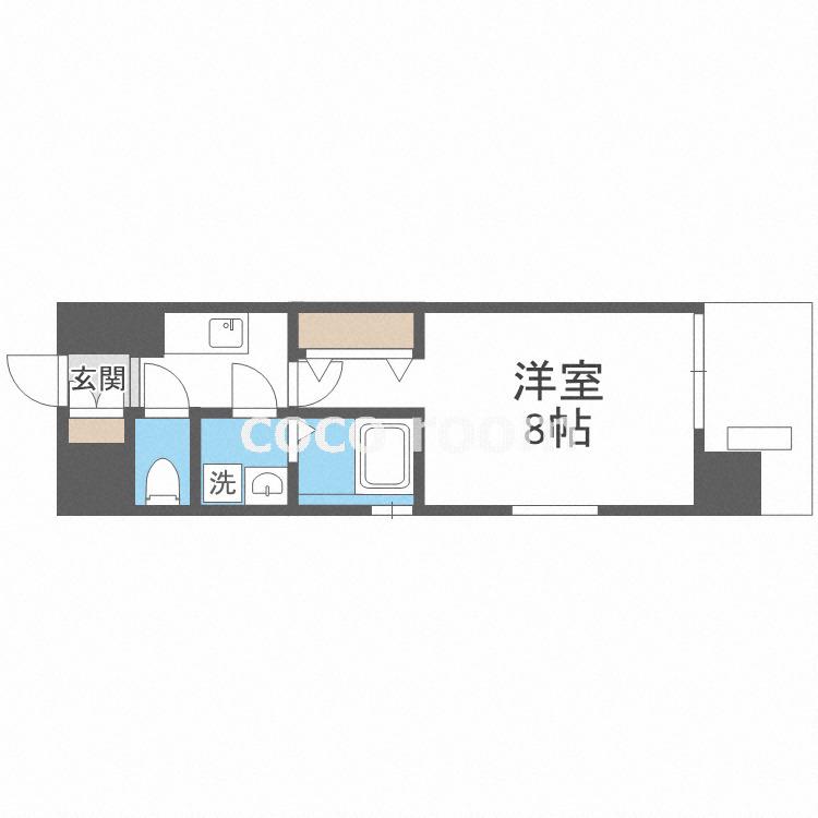 ワールドアイ難波南PORTA(1K/3階)の間取り写真