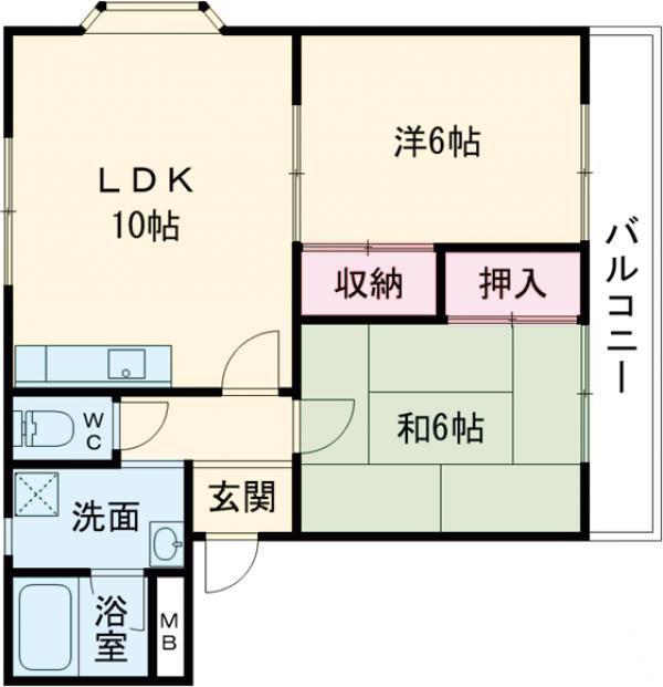 ドゥ・ネフリエール(2LDK/1階)の間取り写真