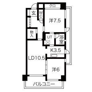 ソレイユ徳川(2SLDK/4階)の間取り写真