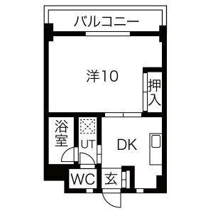 グリーンハイツ徳川(1DK/4階)の間取り写真