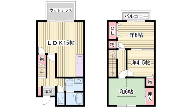 パルティーダ B棟(3LDK/1階)の間取り写真