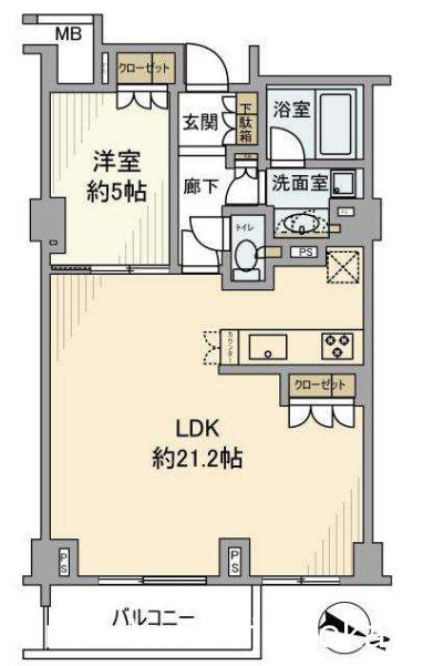 シティハウス仙川(1LDK/3階)の間取り写真