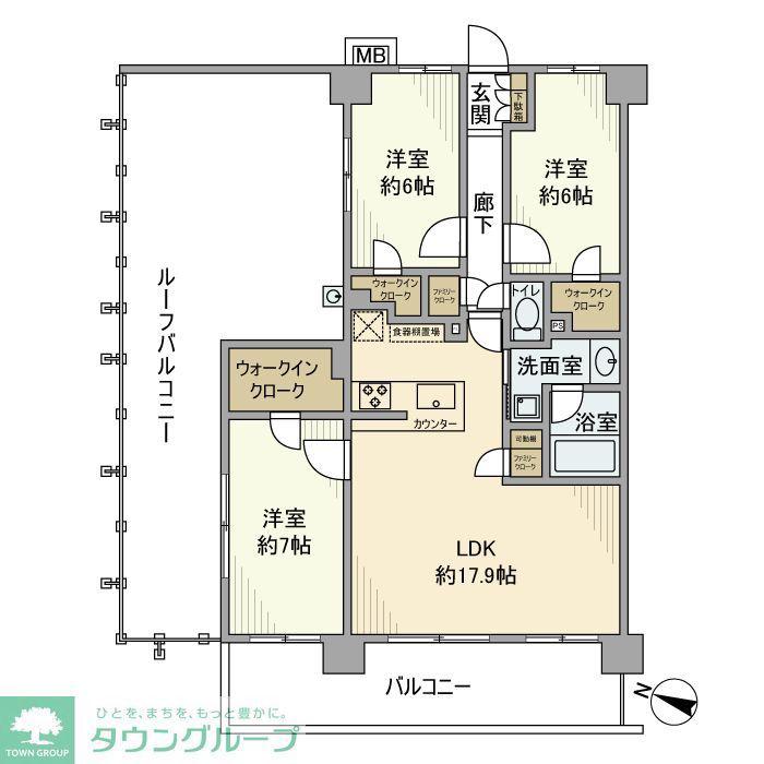 サンクレイドル桜街道レジデンス(3LDK/6階)の間取り写真