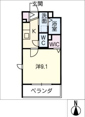 メゾンモンマルトル江場(1K/1階)の間取り写真