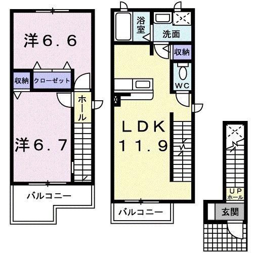 ウエストパレスII(2LDK/2階)の間取り写真