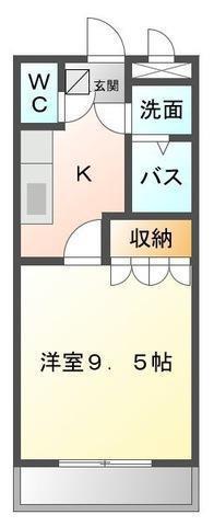 グロアシード(1K/2階)の間取り写真