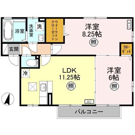 チェルシー A102(2LDK/1階)の間取り写真