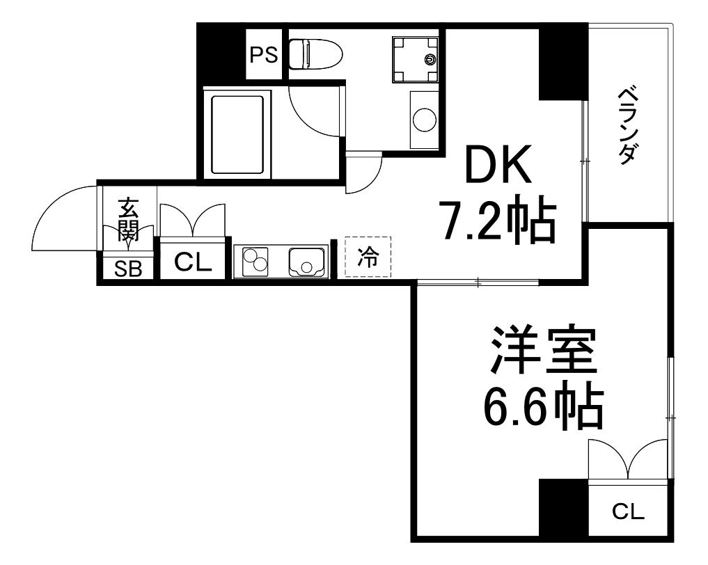 MT玉造(1LDK/4階)の間取り写真