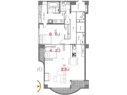 リフィオ目黒(2LDK/1階)の間取り写真