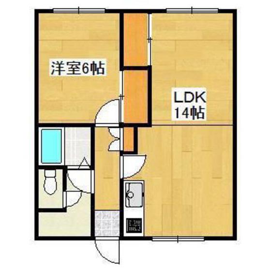 ＪＲ室蘭本線 東室蘭駅 徒歩5分 2階建 築33年(1LDK/2階)の間取り写真