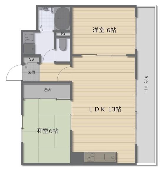 グランドール南栄(2LDK/5階)の間取り写真