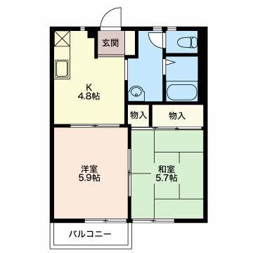 フレグランスA&A(2K/1階)の間取り写真