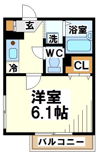 アイビス西調布(1K/1階)の間取り写真