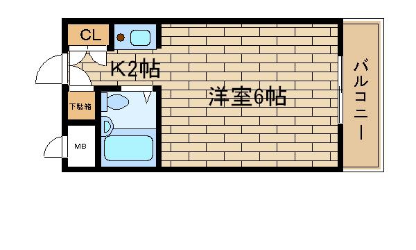 村雨ハイツ(ワンルーム/4階)の間取り写真