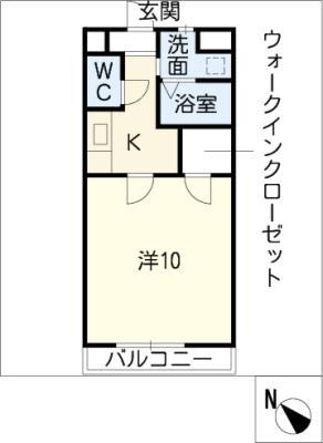 プランドール(1K/1階)の間取り写真