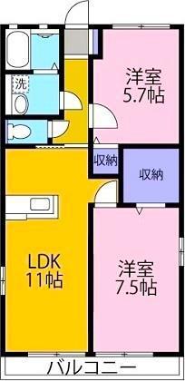 レスポワールC(2LDK/2階)の間取り写真