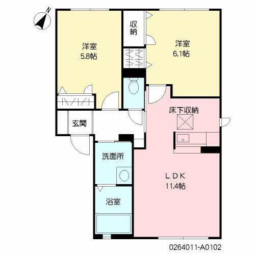 JSイン A棟(2LDK/1階)の間取り写真