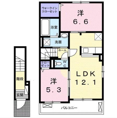 プラウド シティ 南大塚C(2LDK/2階)の間取り写真