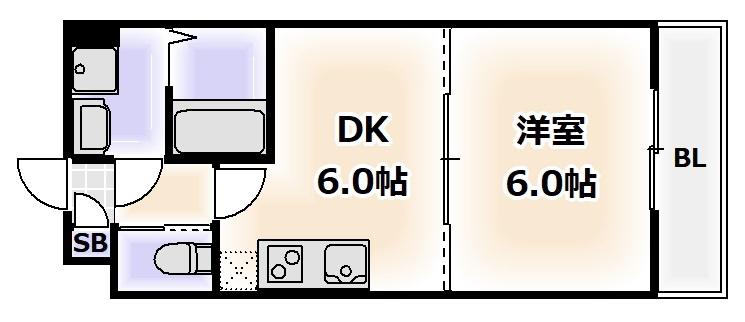 エトワール 松崎(1DK/1階)の間取り写真