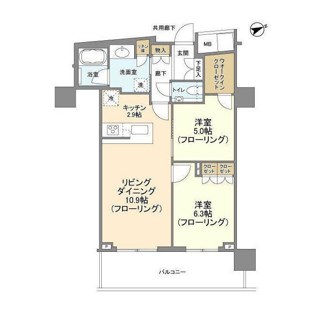 ブランズタワー大船(2LDK/19階)の間取り写真