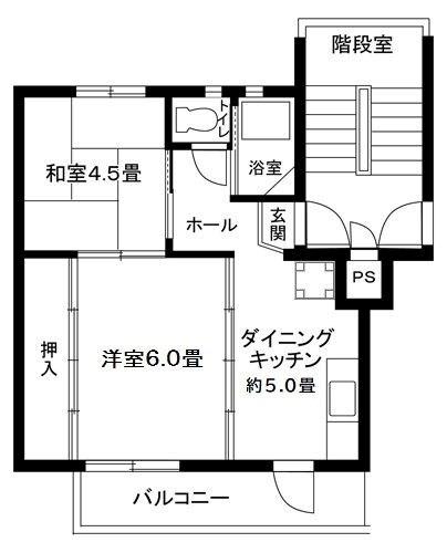 上白根第2 9号棟(2DK/4階)の間取り写真