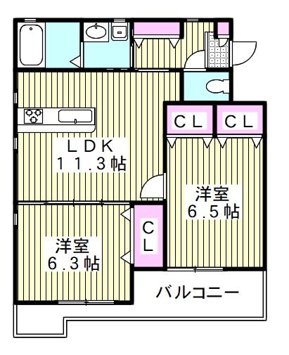 CASA FELICE(2LDK/2階)の間取り写真