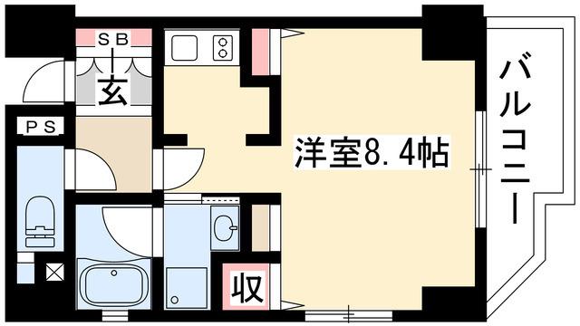 CASSIA車道(1K/7階)の間取り写真