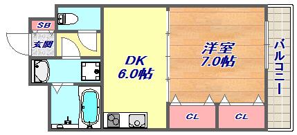 サンフォーレ岡本(1DK/2階)の間取り写真