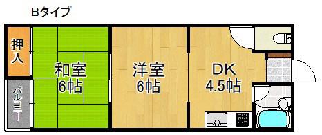 浜口ハイツ(2DK/3階)の間取り写真