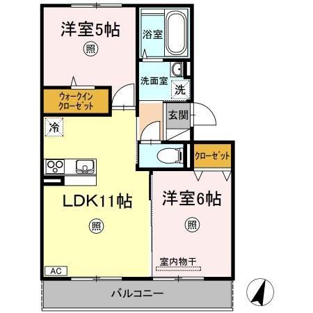 アンジュエ(2LDK/2階)の間取り写真