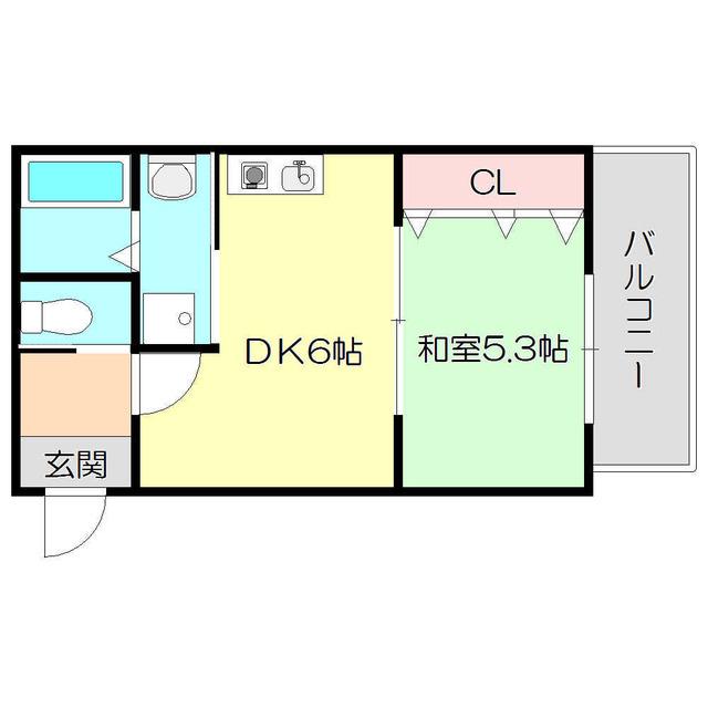 震雲マンション(1DK/1階)の間取り写真
