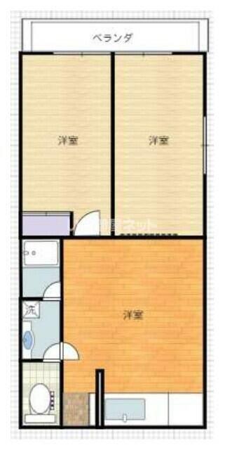シティーハイツ(2LDK/2階)の間取り写真