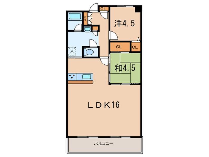 芦屋浜町南アーバンリズ(2LDK/2階)の間取り写真