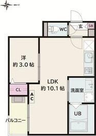 JACK KAWAMAI(1LDK/2階)の間取り写真