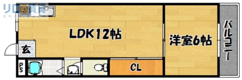 和ハイツIII(1LDK/3階)の間取り写真