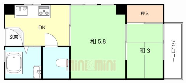 神戸蒟蒻会館(2DK/3階)の間取り写真