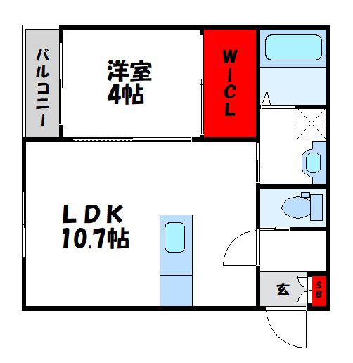 BRAVE BASE 遠賀 サウス(1LDK/1階)の間取り写真