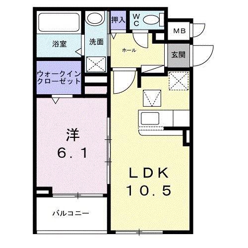 グレース讃良(1LDK/1階)の間取り写真