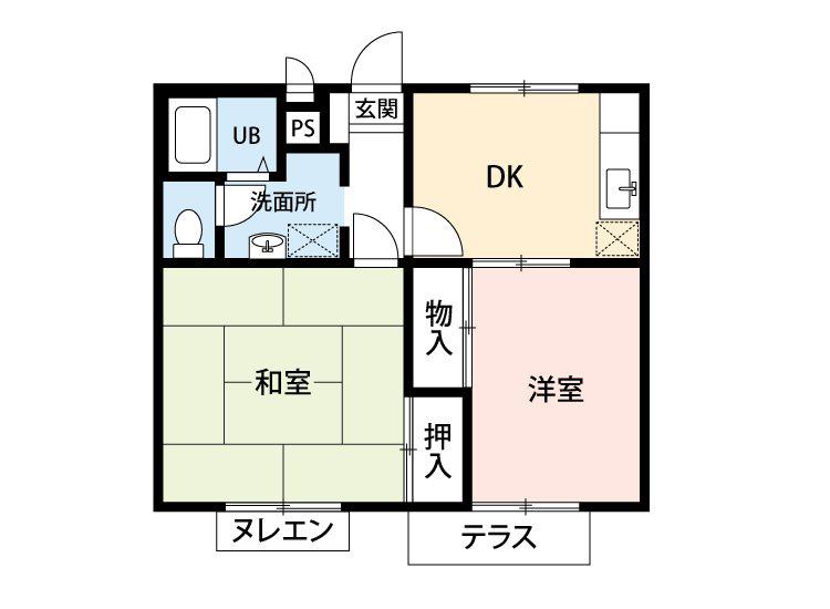 エステートピア園田III(2DK/1階)の間取り写真