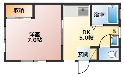 サンハイツエムC(1DK/1階)の間取り写真