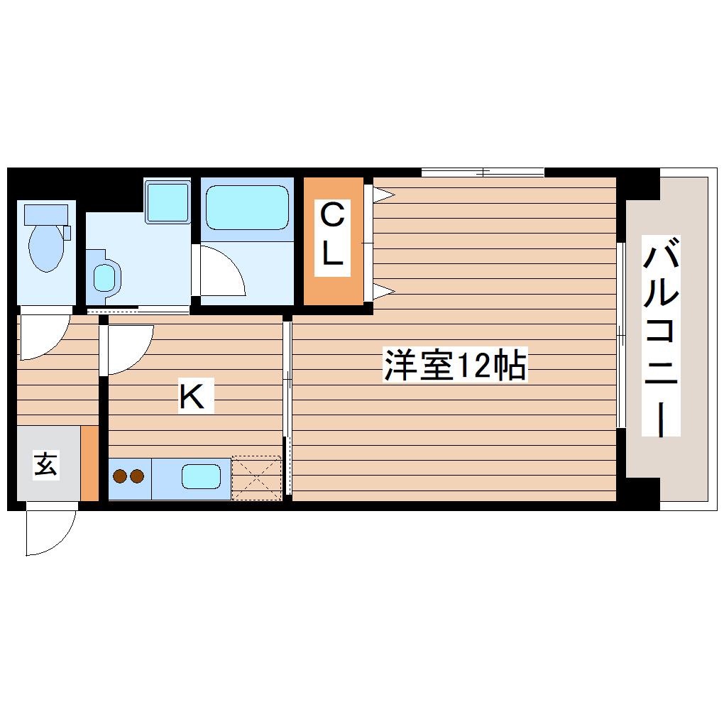 五橋ライフ(1K/3階)の間取り写真