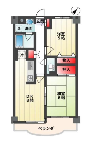 パークフロントナリタ(2DK/3階)の間取り写真