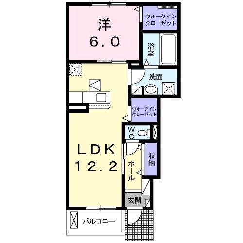ルミエール(1LDK/1階)の間取り写真