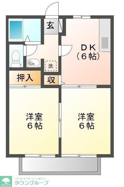 グランドール柏南B棟(2DK/2階)の間取り写真