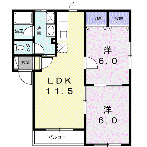 プリオール126(2LDK/1階)の間取り写真