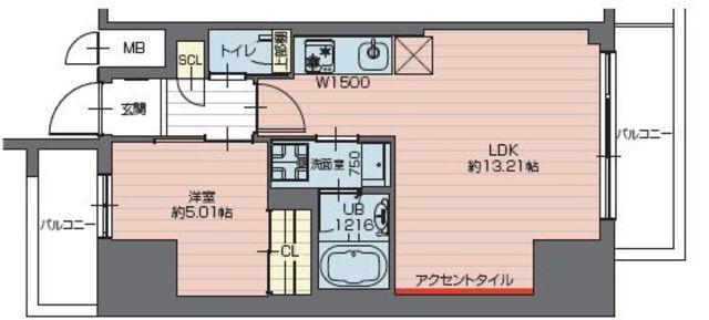 プレジオ西新井(1LDK/5階)の間取り写真