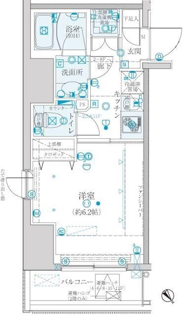 クレイシア五反田駅前(1K/9階)の間取り写真