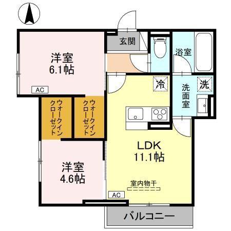 LAETITIA(2LDK/1階)の間取り写真